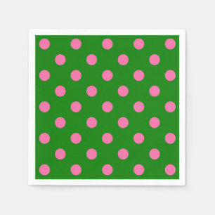 Pink On Green Polka Dots Pattern Design  Napkin