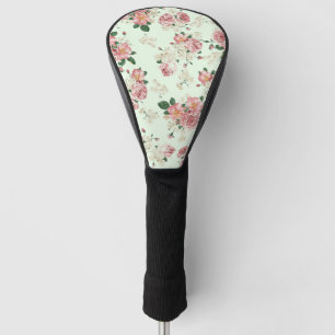 Pink on Green Vintage Floral Golf Head Cover