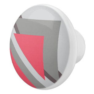 Pink on grey ceramic knob