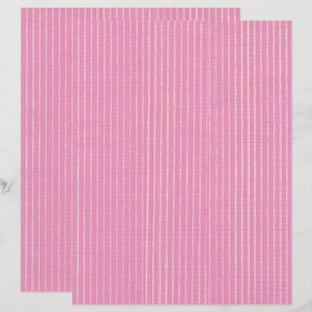 Pink on Ivory Vertical Stripes Scrapbook Paper (Front/Back)