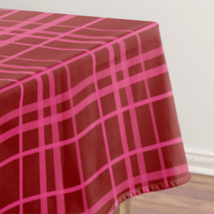 Pink On Maroon Red Tartan Plaid Pattern Design Tablecloth