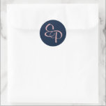 Pink on Navy Script Monogram Envelope Seal<br><div class="desc">Seal your wedding invitation envelopes shut with a personalised sticker showing your couple monogram! The two script letters intertwine just as your two lives will.</div>