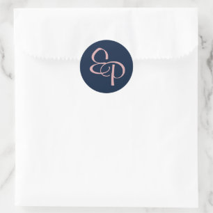 Pink on Navy Script Monogram Envelope Seal