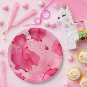 Pink on Pink Abstract Paper Plate