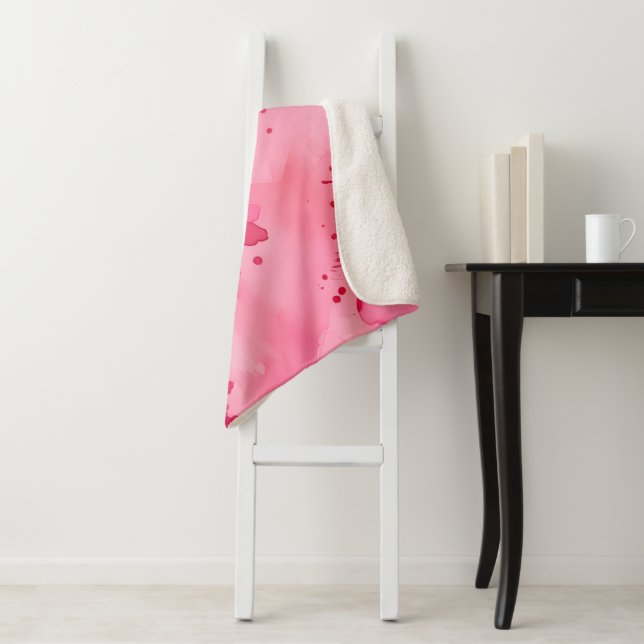 Pink on Pink Abstract Sherpa Blanket (In Situ)