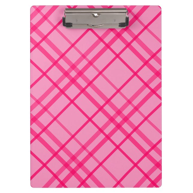 Pink On Pink Grid Line Plaid Design  Clipboard (Front)