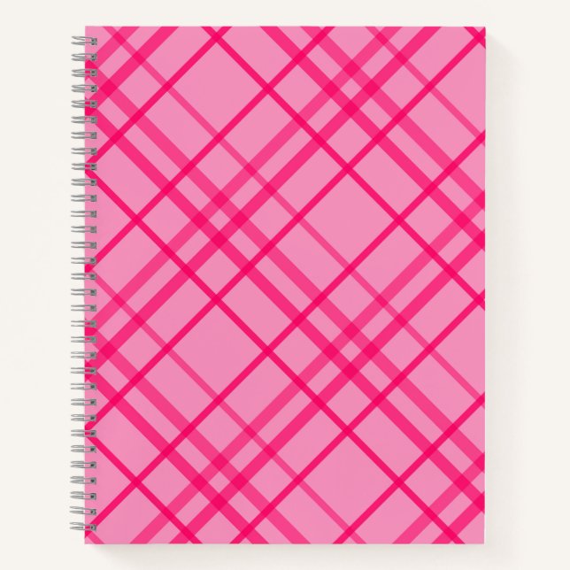 Pink On Pink Grid Line Plaid Design  Notebook (Front)