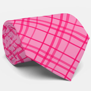 Pink On Pink Grid Line Plaid Design Tie