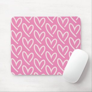 Pink on Pink Square  Heart  Mouse Pad