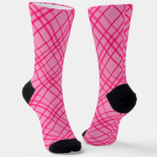 Pink On Pink Tartan Plaid Pattern Design  Socks