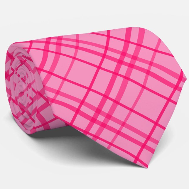 Pink On Pink Tartan Plaid Pattern Design  Tie (Creator Uploaded)