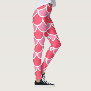 Pink on Pink with White Scallop Design Summer Look Leggings