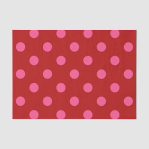 Pink On Red Polka Dots Pattern Design  Tissue Paper