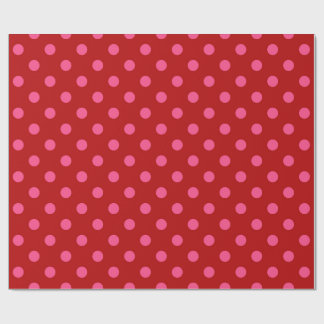 Pink On Red Polka Dots Pattern Design  Wrapping Paper