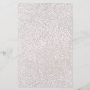 Pink On White Decorative Lace Stationery