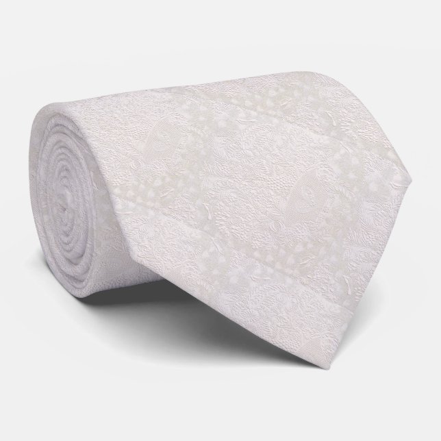 Pink On White Decorative Lace Tie (Rolled)
