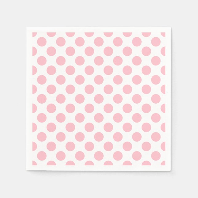Pink on White Large Size Polka Dots Paper Napkin (Front)