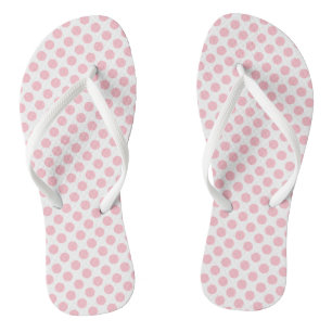 Pink on White Medium Size Polka Dots Jandals