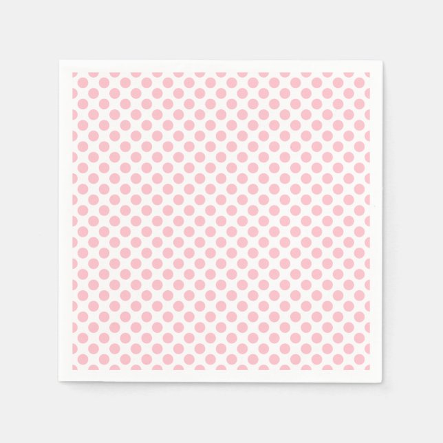 Pink on White Medium Size Polka Dots Paper Napkin (Front)
