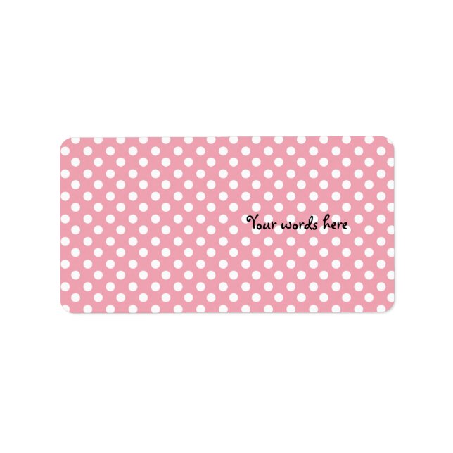 Pink on white polka dots label (Front)