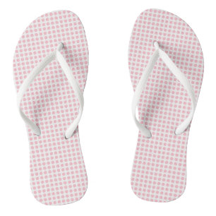 Pink on White Small Size Horizontal Polka Dots Jandals