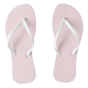 Pink on White Small Size Polka Dots Jandals