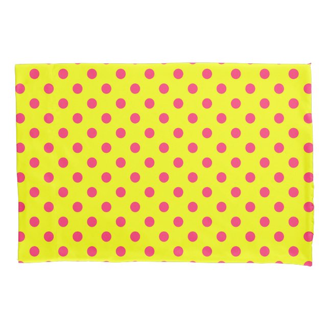 Pink On Yellow Polka Dots Pattern Design  Pillowcase (Front)