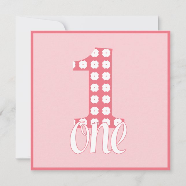 Pink One Party Invitation (Front)