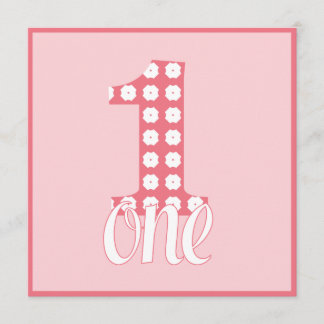 Pink One Party Invitation