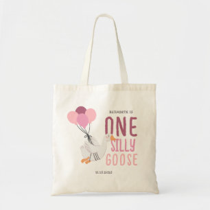 Pink One Silly Goose 1st Birthday Favour Tote Bag