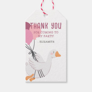 Pink One Silly Goose 1st Birthday Party Favour Gift Tags