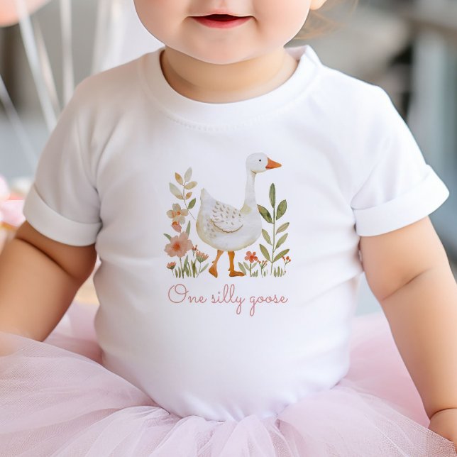 Pink One Silly Goose Birthday Baby T-Shirt (Creator Uploaded)