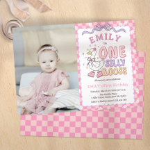 Pink One Silly Goose - Girl First Birthday Photo