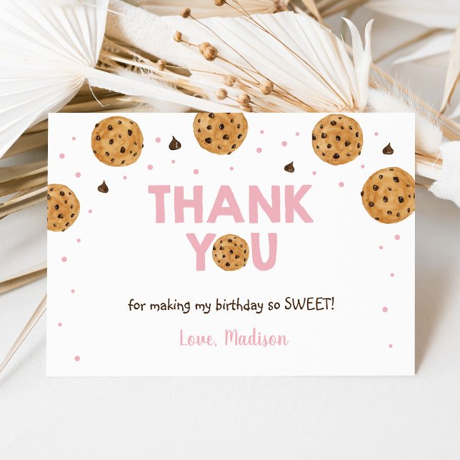 Pink One Sweet Cookie Birthday Thank You (Creator Uploaded)