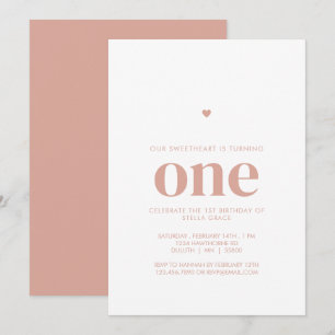 Pink One Sweetheart First Birthday Invitation