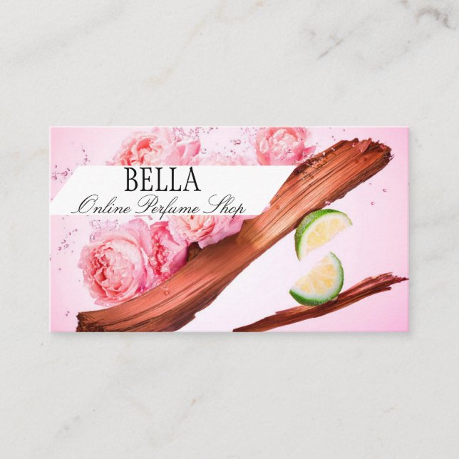 Pink Online Perfume Shop Business Card (Front)