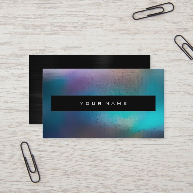 Pink Opal Ocean Blue Purple Black Makeup Stylist Business Card (Front/Back In Situ)