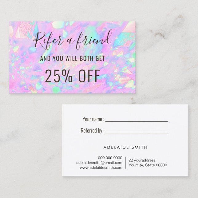 pink opal referral business card (Front/Back)