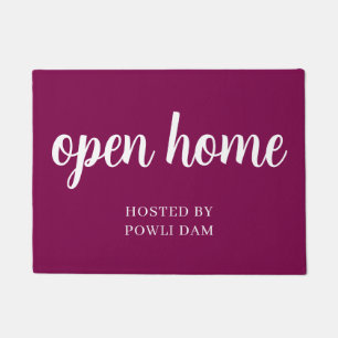 Pink Open House Real Estate Property Listing Doormat