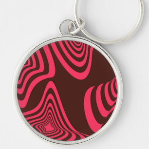 Pink, optic, trendy, cool abstract geometric shape key ring