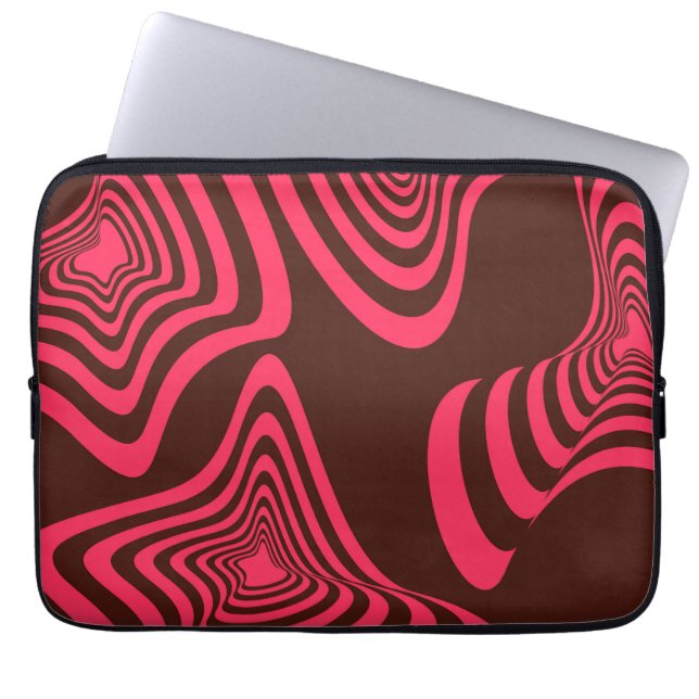 Pink, optic, trendy, cool abstract geometric shape laptop sleeve (Front)