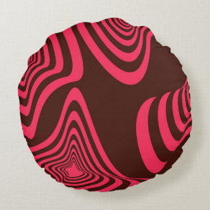 Pink, optic, trendy, cool abstract geometric shape round cushion