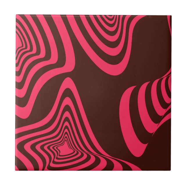 Pink, optic, trendy, cool abstract geometric shape tile (Front)