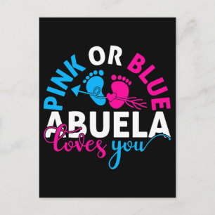 Pink or blue abuela loves you t shirt design holiday postcard