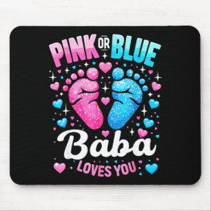 Pink or blue baba loves gender reveal baby shower mouse pad