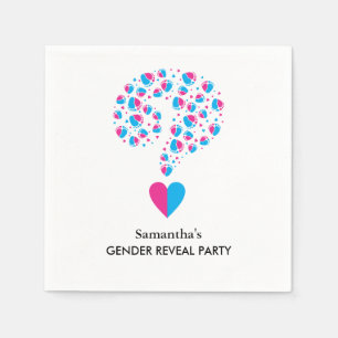 Pink or Blue Baby Feet Question Mark Gender Reveal Napkin