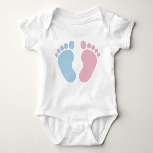 Pink or Blue Baby Footprints – Gender Reveal Desig Baby Bodysuit (Front)