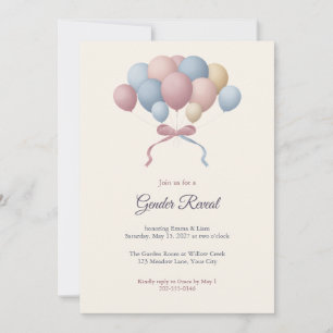 Pink or Blue Balloons Gender Reveal Invitation