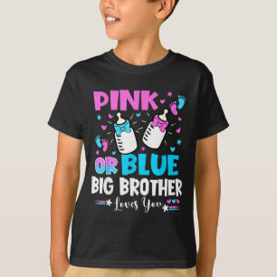 Pink Or Blue Big Brother Loves Gender Reveal Baby T-Shirt