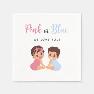 Pink or Blue Cute Baby Pacifier Gender Reveal Napkin